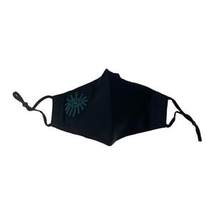 JOHNNY WAS Face Mask Covering Black Cotton Embroidered Evil Eye OJO